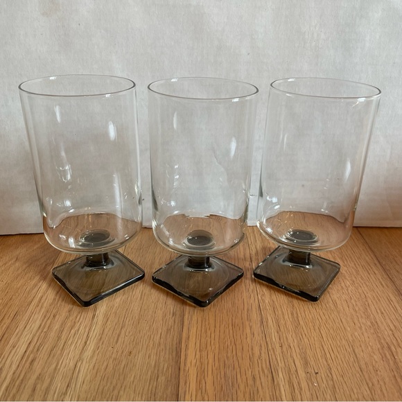 MCM Federal Nordic smokey square bottom drinkware. Set of 3 - Picture 1 of 5